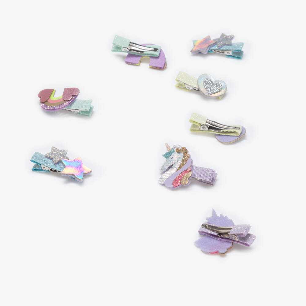Mimi & Lula-Girls Pastel Coloured Unicorn Mini Hair Clips (8 Pack) | Childrensalon