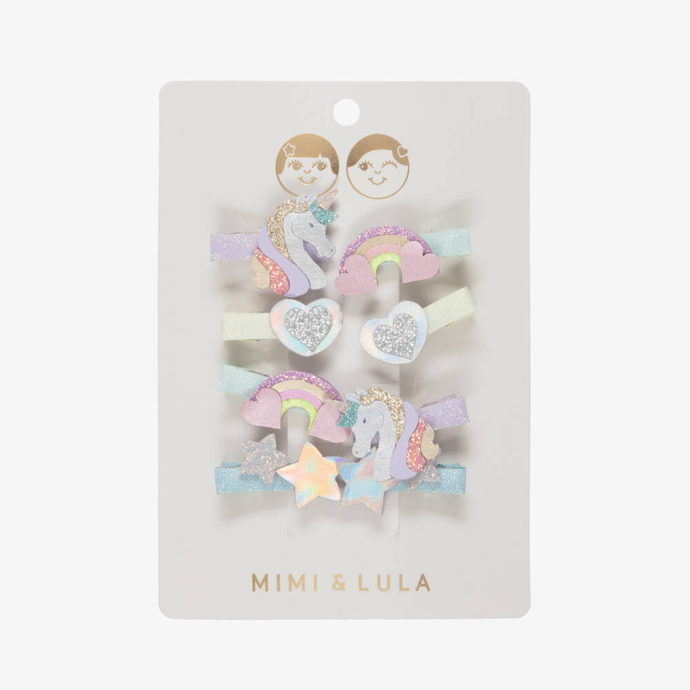Mimi & Lula-Girls Pastel Coloured Unicorn Mini Hair Clips (8 Pack) | Childrensalon