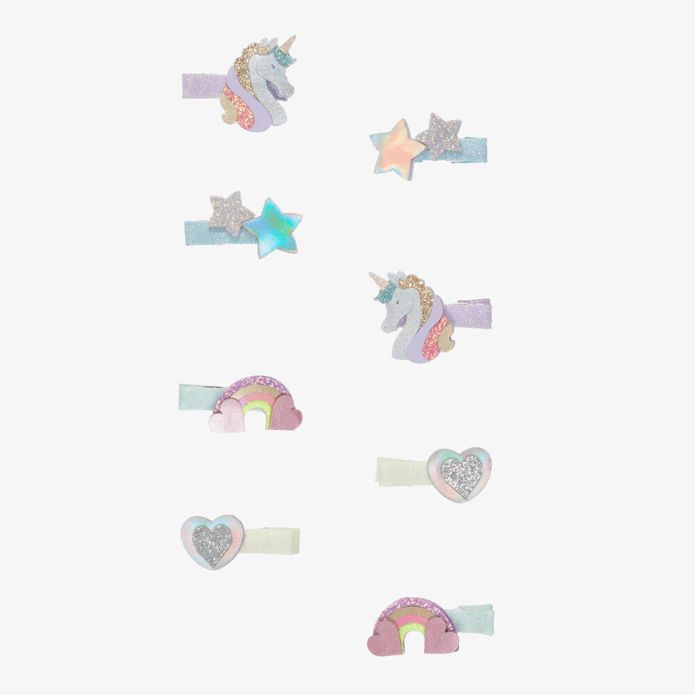 Mimi & Lula-Girls Pastel Coloured Unicorn Mini Hair Clips (8 Pack) | Childrensalon