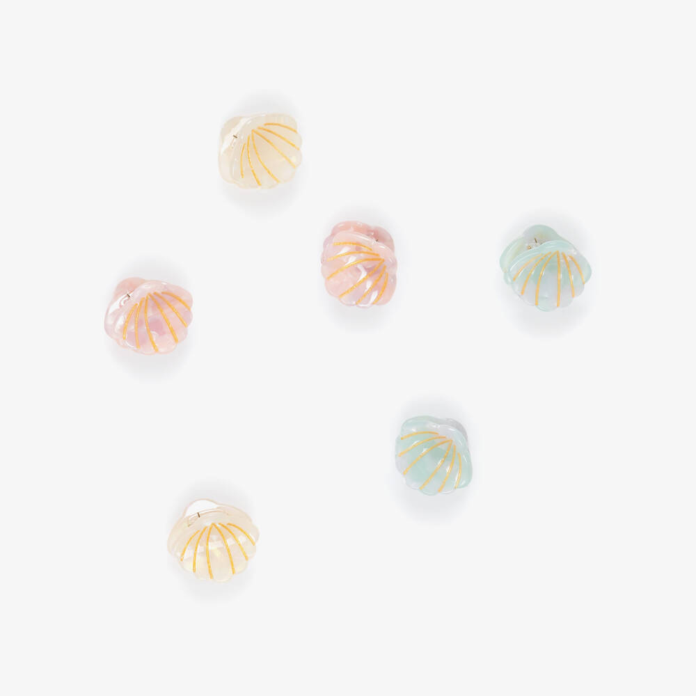 Mimi & Lula-Girls Pearlescent Shell Mini Claw Hair Clips (6 Pack) | Childrensalon