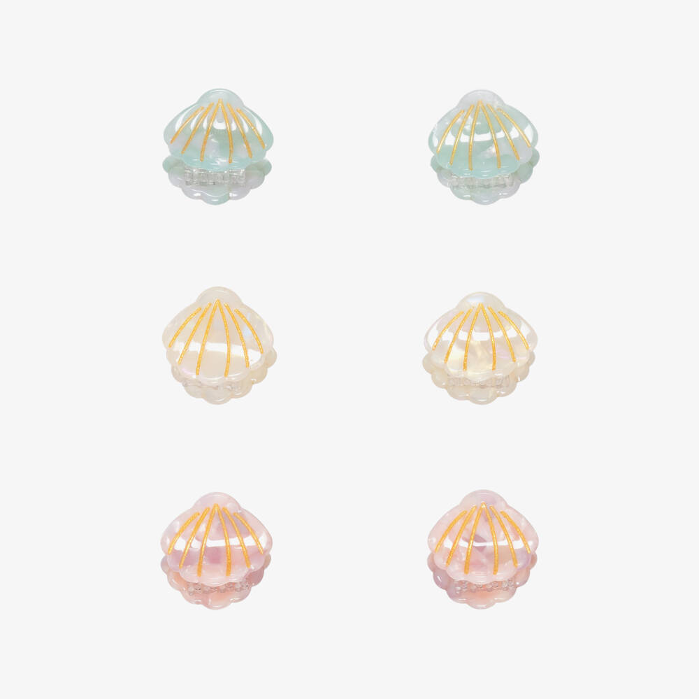 Mimi & Lula-Girls Pearlescent Shell Mini Claw Hair Clips (6 Pack) | Childrensalon