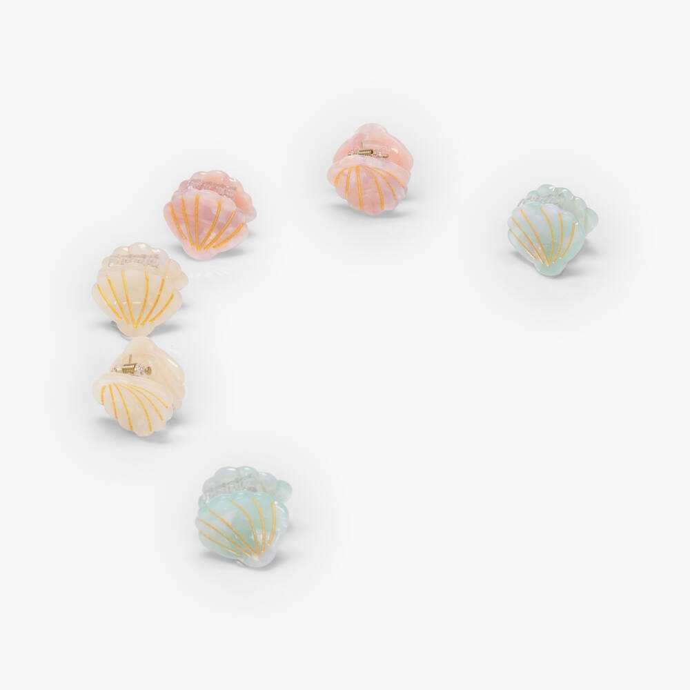 Mimi & Lula-Girls Pearlescent Shell Mini Claw Hair Clips (6 Pack) | Childrensalon