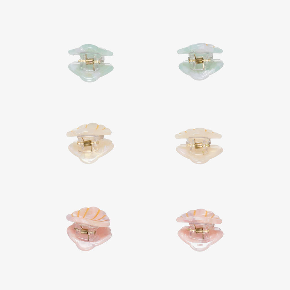 Mimi & Lula-Girls Pearlescent Shell Mini Claw Hair Clips (6 Pack) | Childrensalon