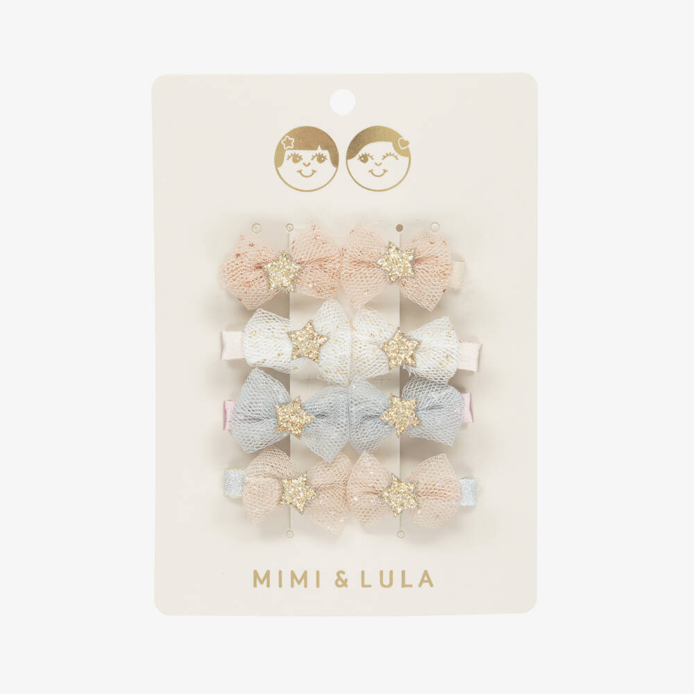 Mimi & Lula-Girls Pink & Blue Mini Hair Clips with Bows (8 Pack) | Childrensalon