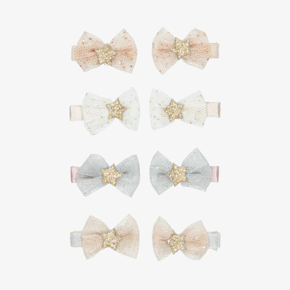 Mimi & Lula-Girls Pink & Blue Mini Hair Clips with Bows (8 Pack) | Childrensalon