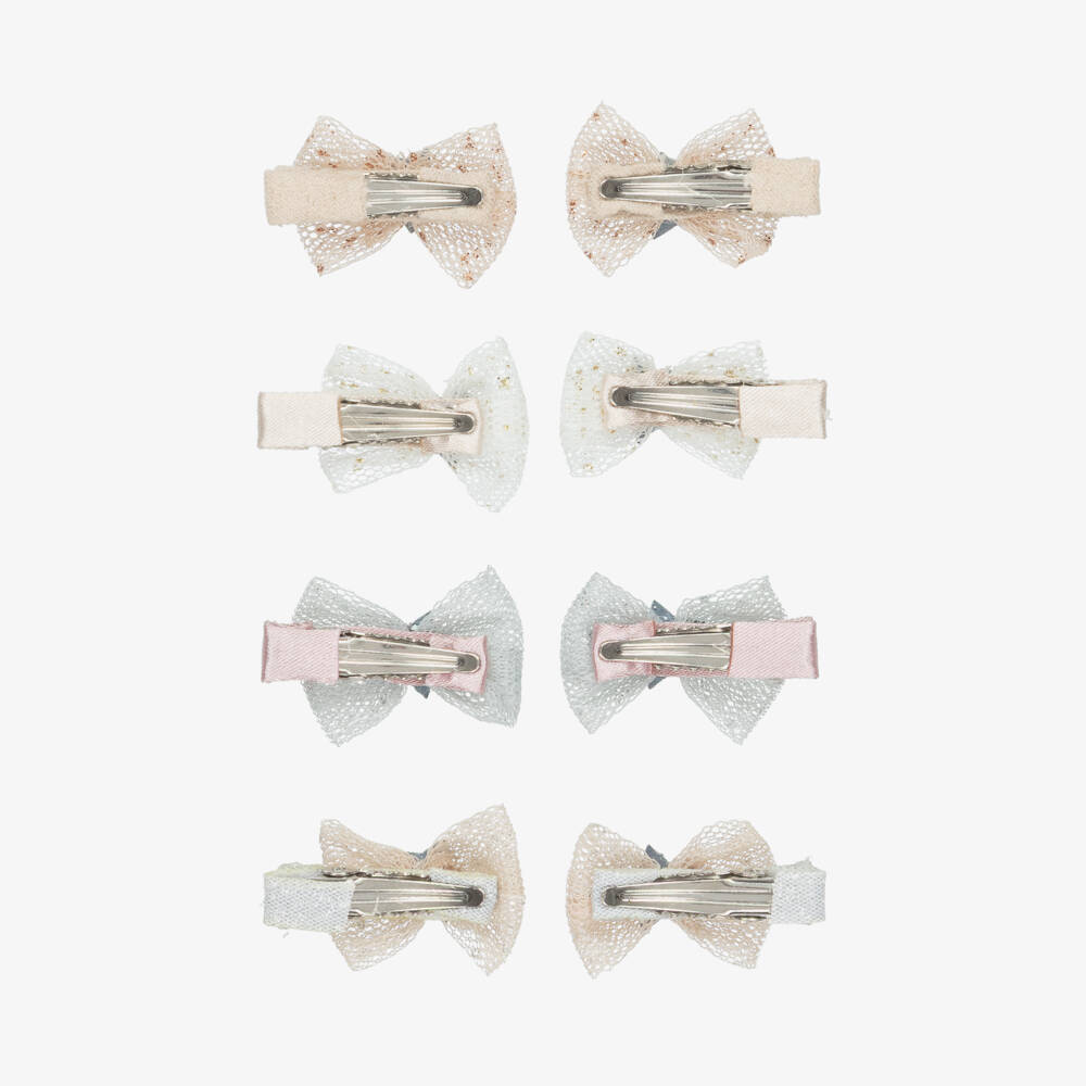 Mimi & Lula-Girls Pink & Blue Mini Hair Clips with Bows (8 Pack) | Childrensalon