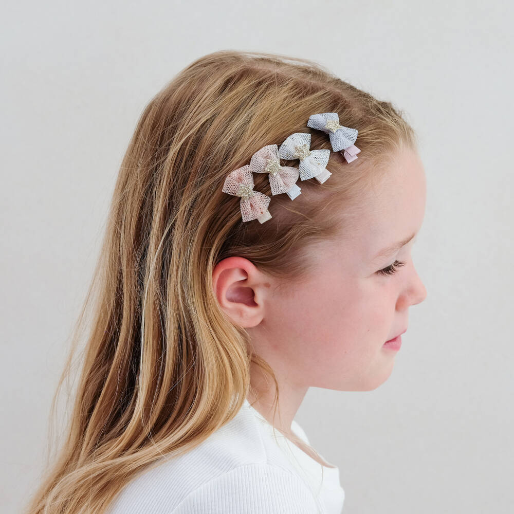 Mimi & Lula-Girls Pink & Blue Mini Hair Clips with Bows (8 Pack) | Childrensalon
