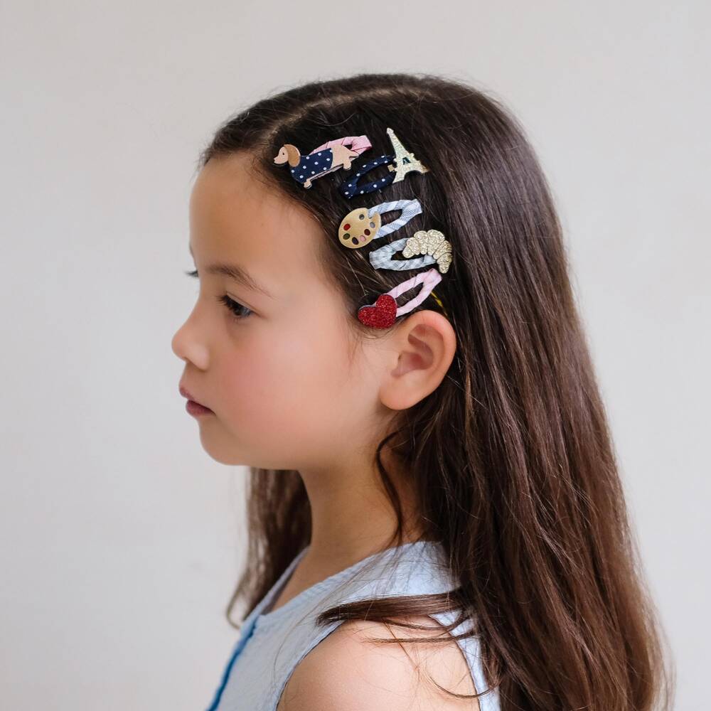Mimi & Lula-Girls Pink & Blue Paris-Themed Hair Clips (6 Pack) | Childrensalon
