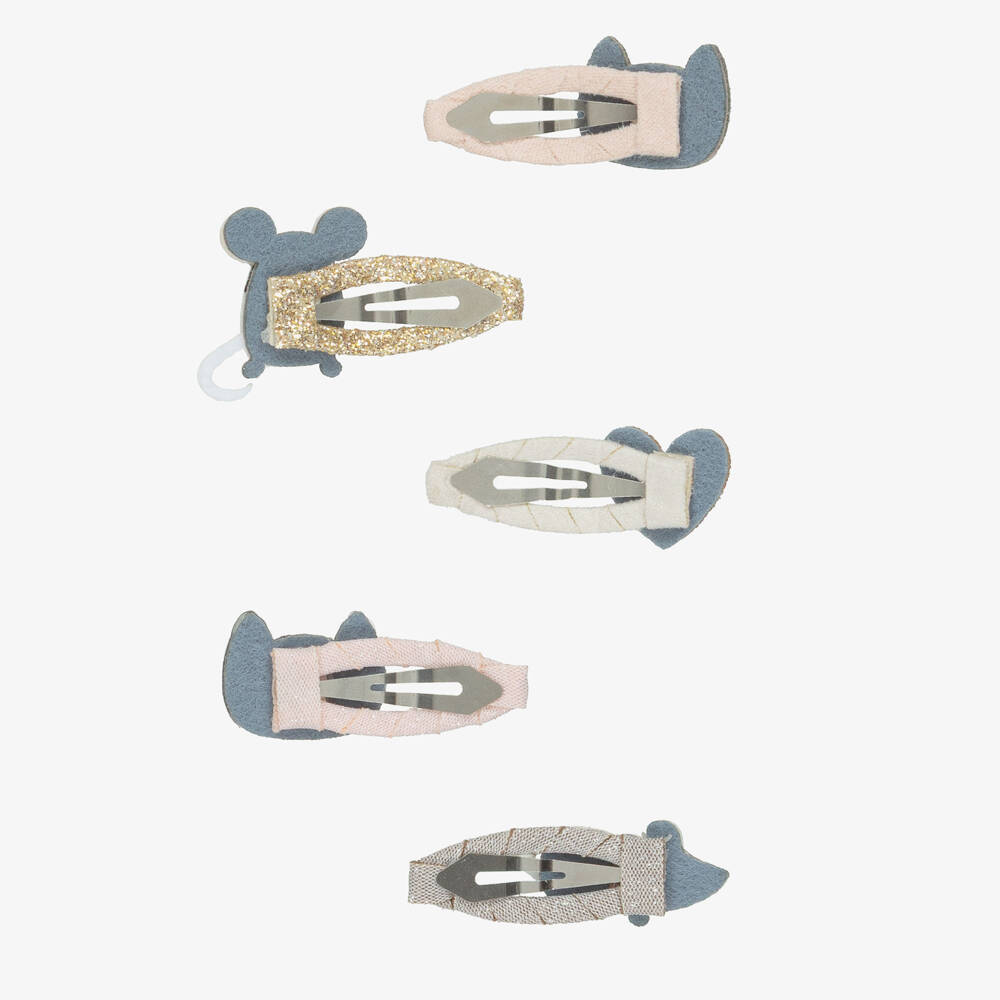 Mimi & Lula-Girls Pink Cat & Mouse Motif Hair Clips (4 Pack) | Childrensalon