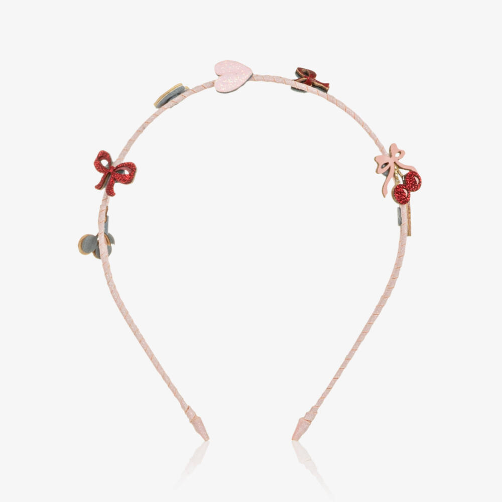 Mimi & Lula-Girls Pink Cherries Double Hairband | Childrensalon