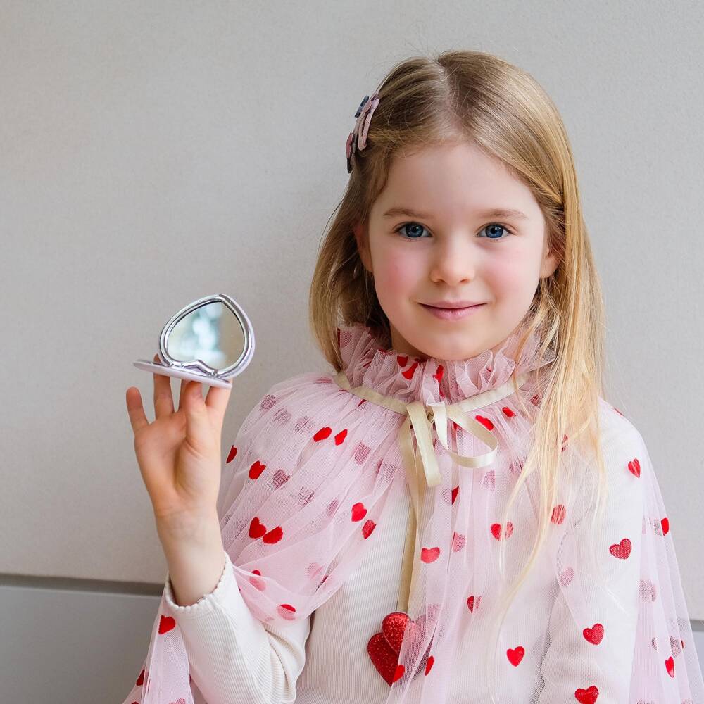 Mimi & Lula-مرآة صغيرة مزينة بقلوب حمراء للبنات (7 سم) | Childrensalon