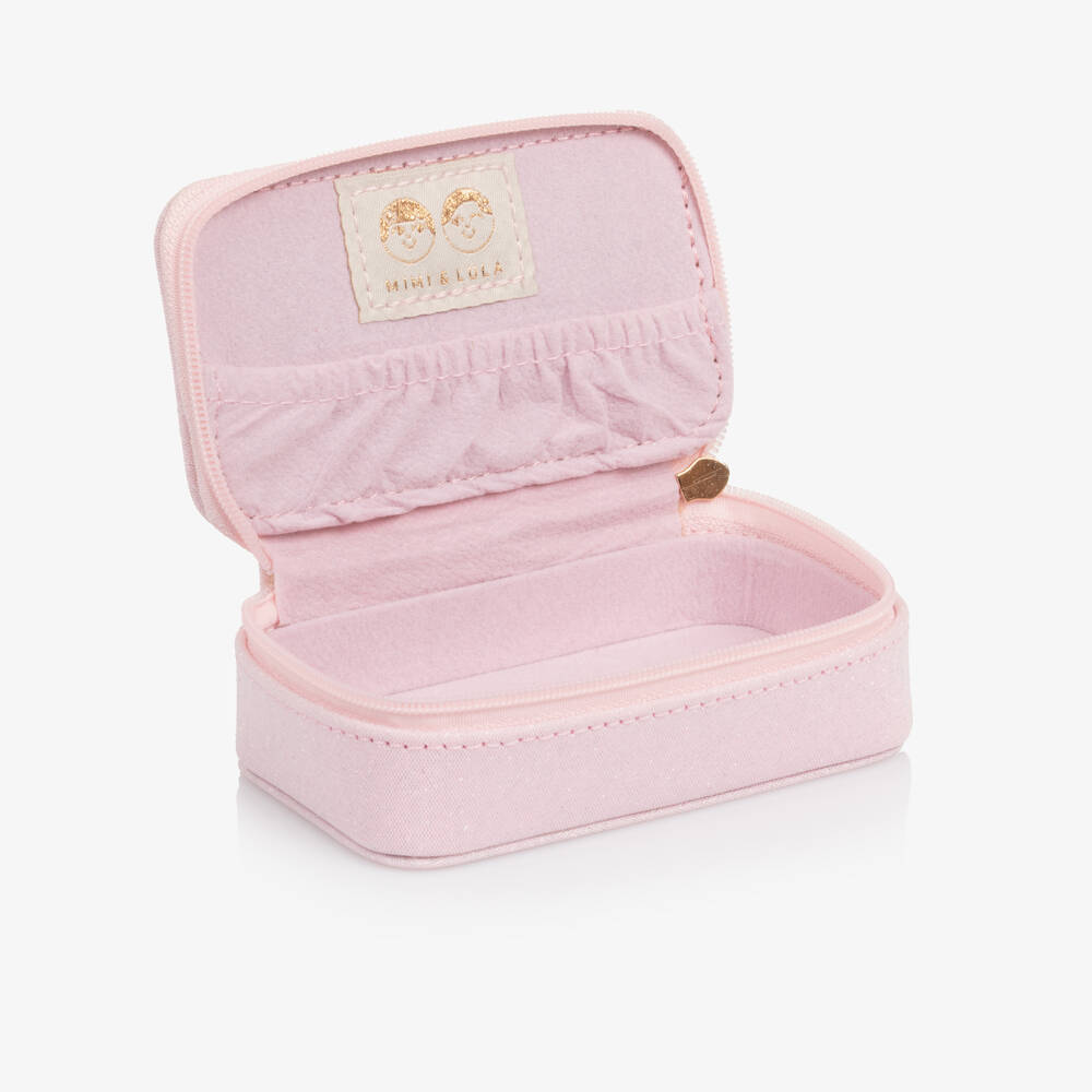 Mimi & Lula-Girls Pink Embroidered Hearts Jewellery Box (11cm) | Childrensalon