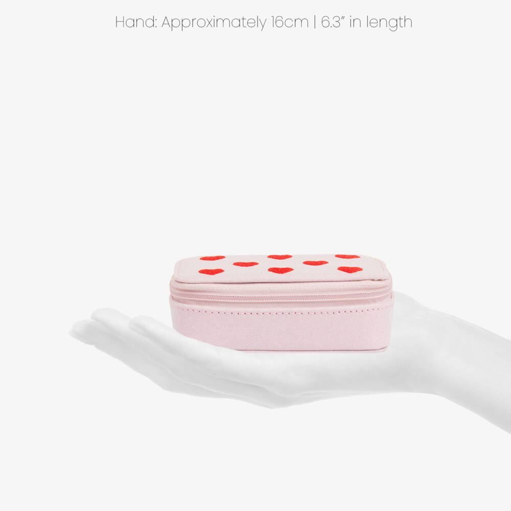 Mimi & Lula-Girls Pink Embroidered Hearts Jewellery Box (11cm) | Childrensalon