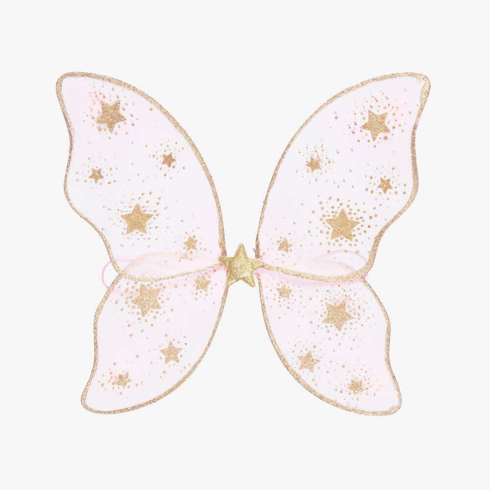 Mimi & Lula-Girls Pink Fairy Wings with Glittery Gold Stars | Childrensalon