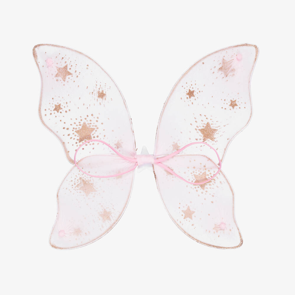 Mimi & Lula-Girls Pink Fairy Wings with Glittery Gold Stars | Childrensalon