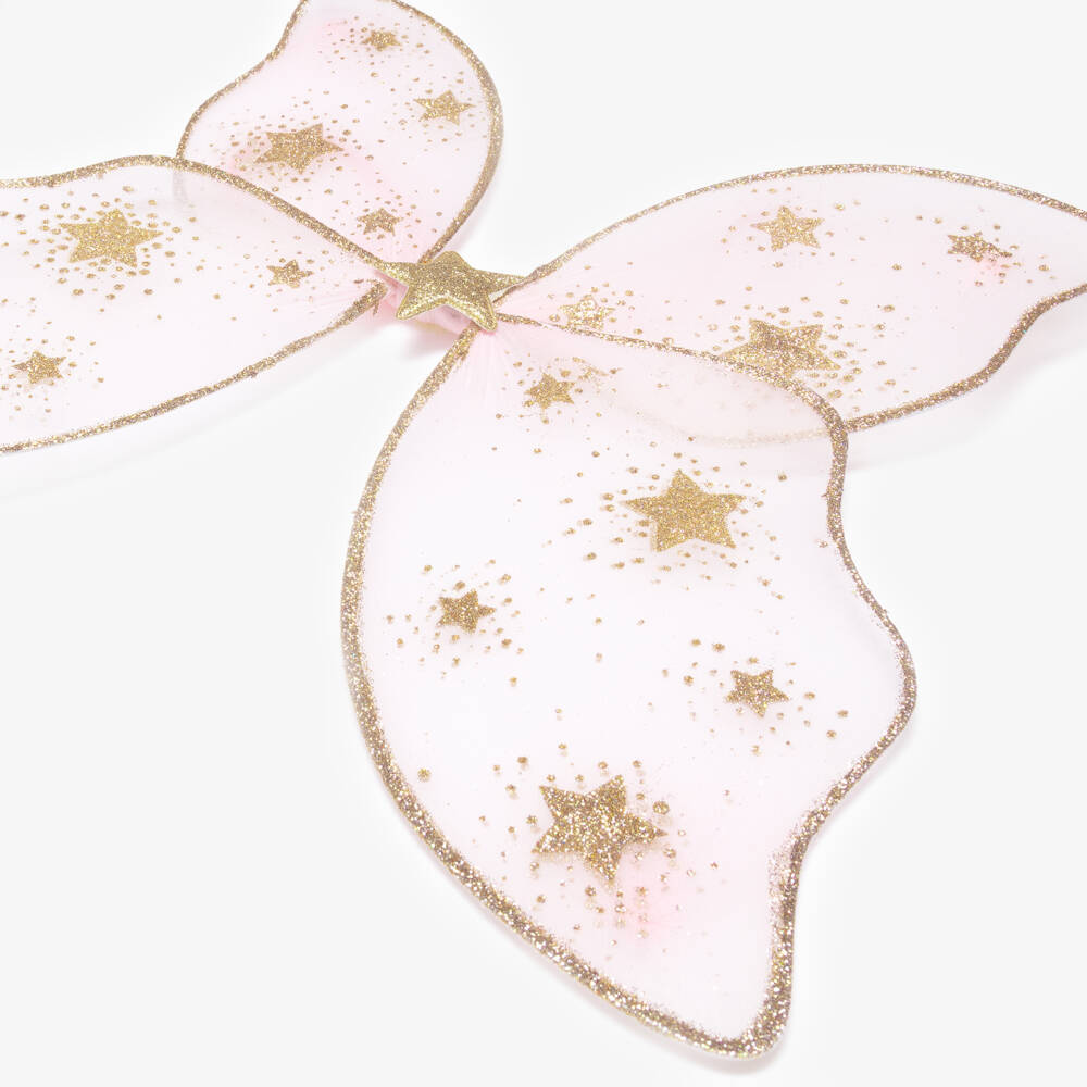 Mimi & Lula-Girls Pink Fairy Wings with Glittery Gold Stars | Childrensalon