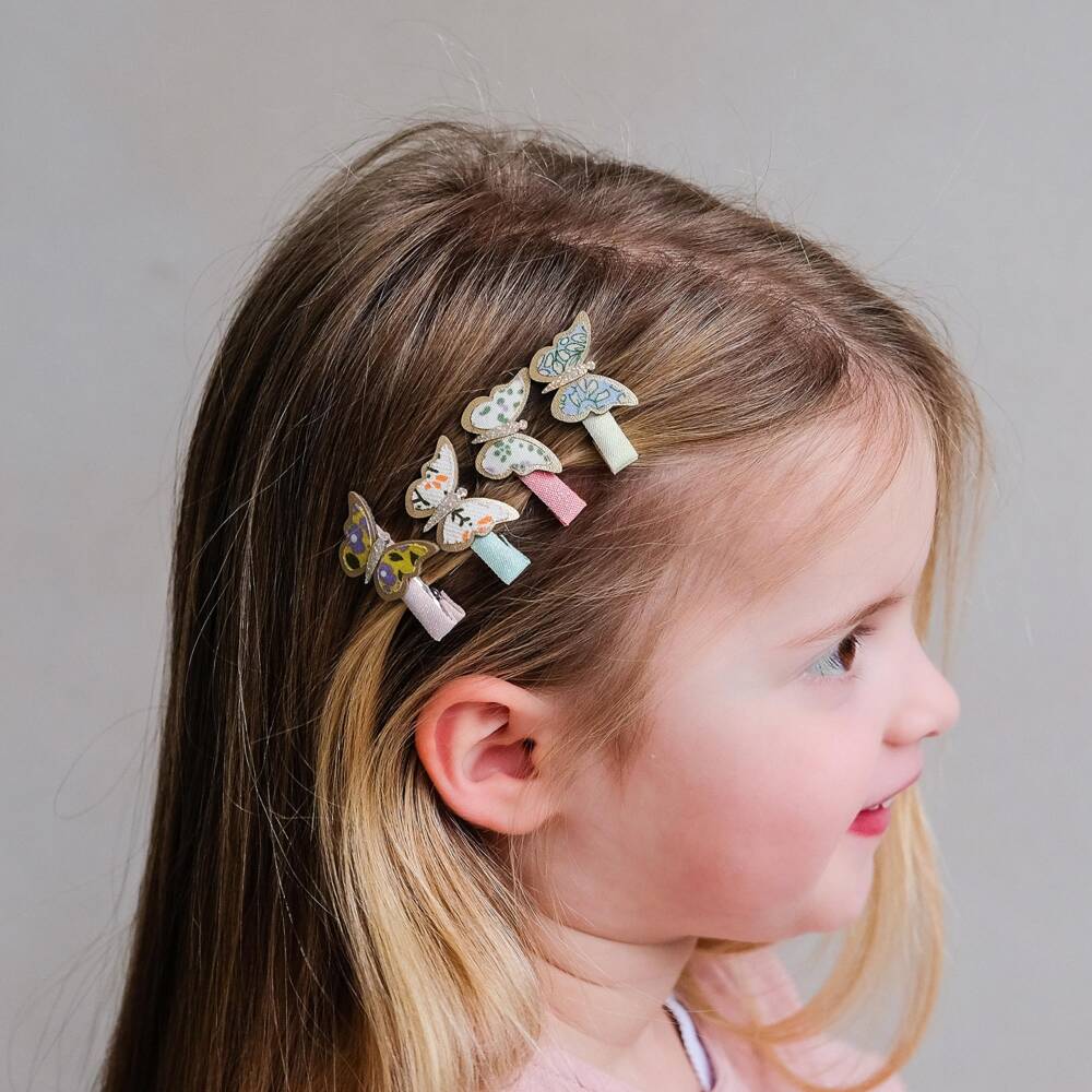Mimi & Lula-Girls Pink Floral Butterfly Mini Hair Clips (8 Pack) | Childrensalon
