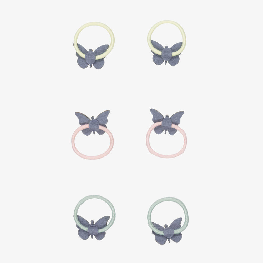 Mimi & Lula-Girls Pink Floral Butterfly Mini Hair Elastics (6 Pack) | Childrensalon