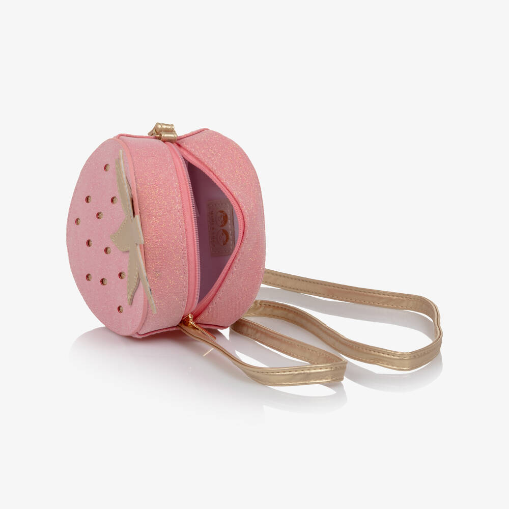 Mimi & Lula-Girls Pink Glitter Strawberry Bag (14cm) | Childrensalon