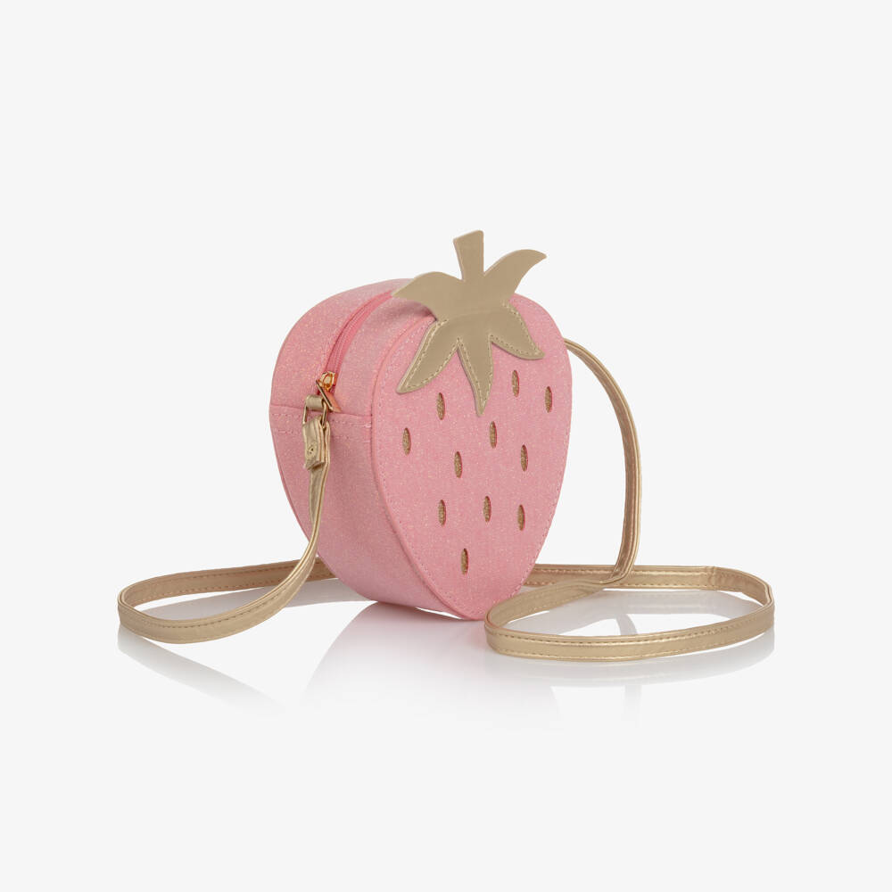 Mimi & Lula-Girls Pink Glitter Strawberry Bag (14cm) | Childrensalon