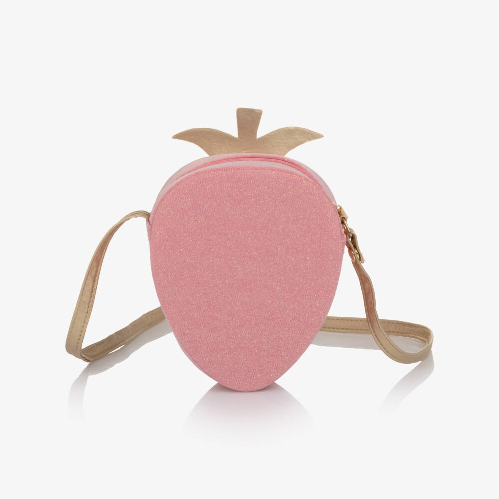 Mimi & Lula-Girls Pink Glitter Strawberry Bag (14cm) | Childrensalon