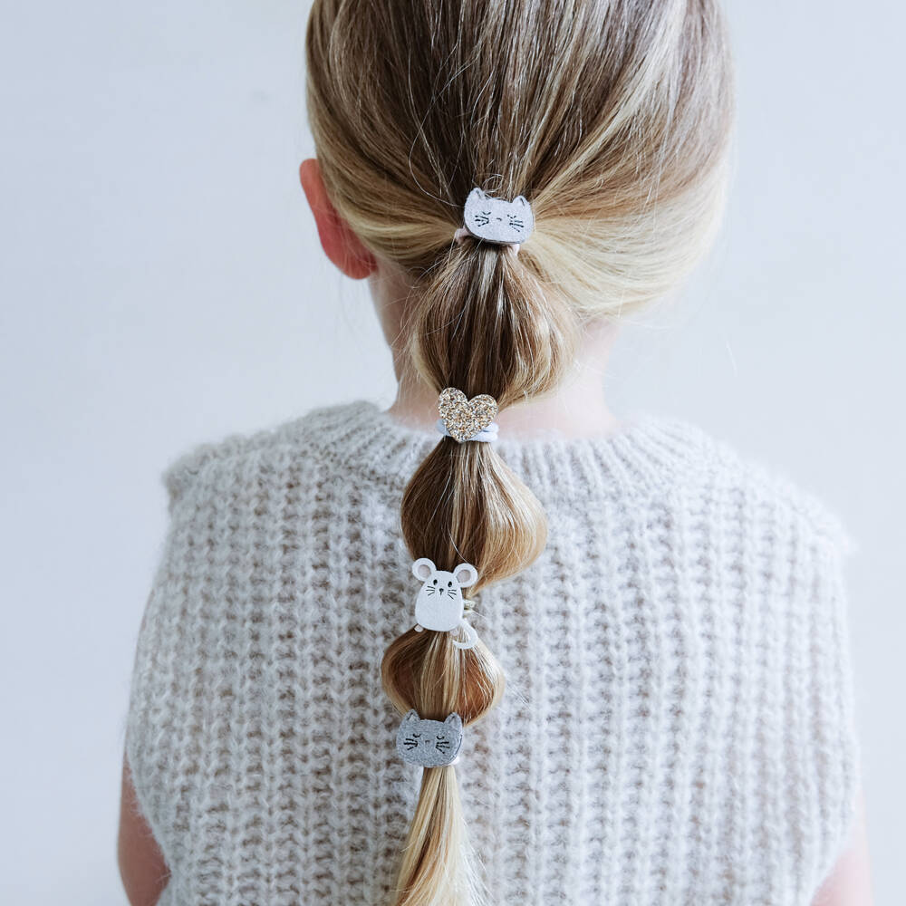 Mimi & Lula-ربطات شعر بتصميم قطط وفئران لون ذهبي وزهري للبنات (عدد 8) | Childrensalon