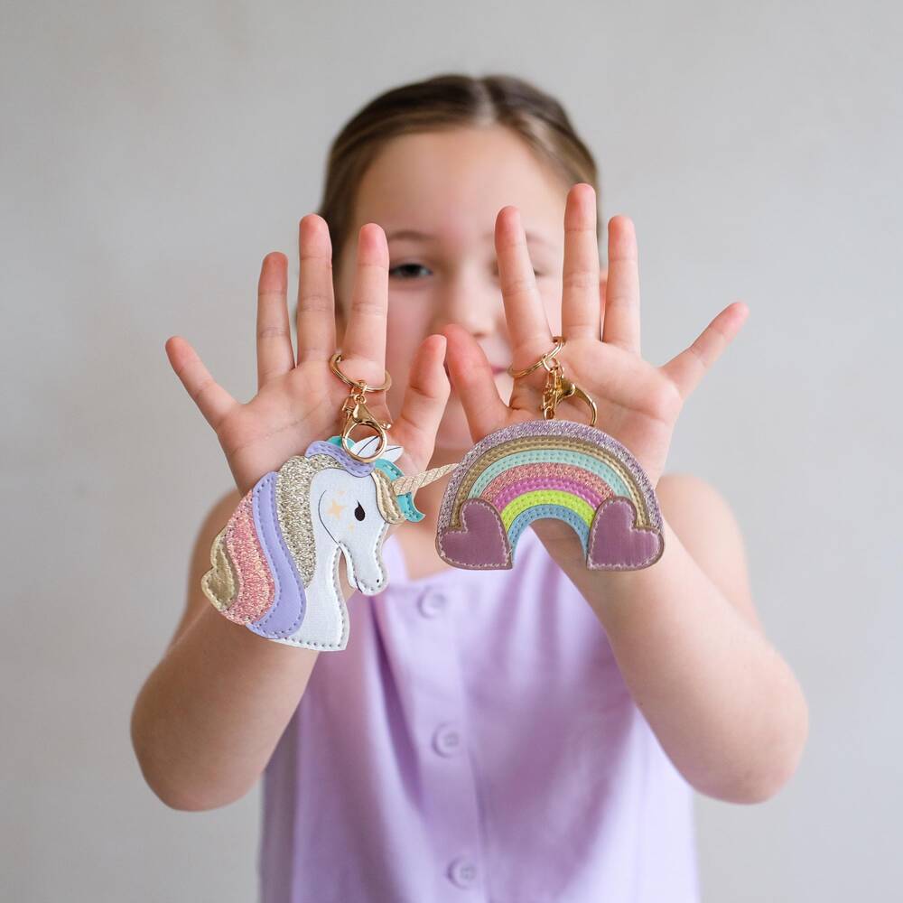 Mimi & Lula-Girls Pink & Gold Unicorn Bag Charm (11cm) | Childrensalon