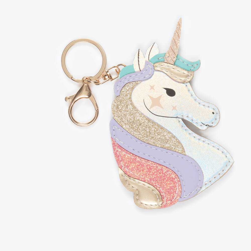 Mimi & Lula-Girls Pink & Gold Unicorn Bag Charm (11cm) | Childrensalon