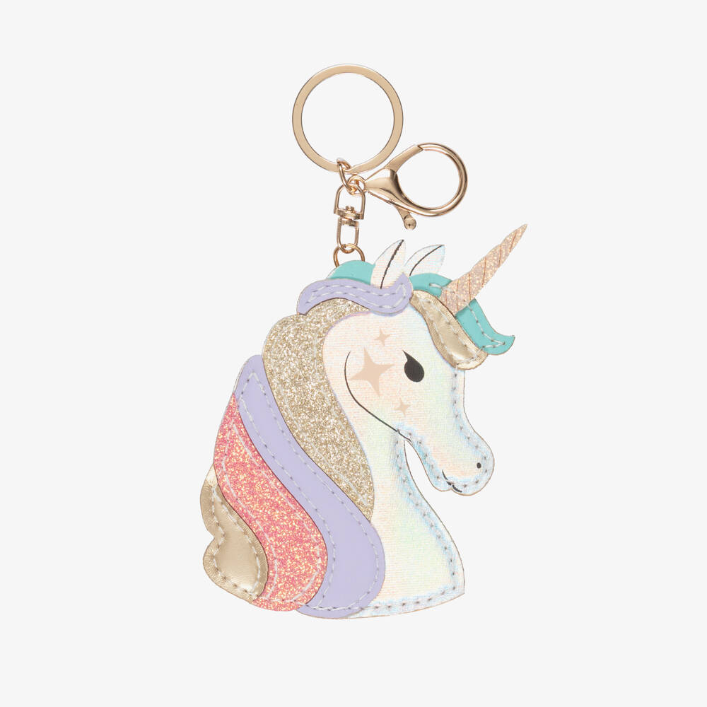 Mimi & Lula-Girls Pink & Gold Unicorn Bag Charm (11cm) | Childrensalon