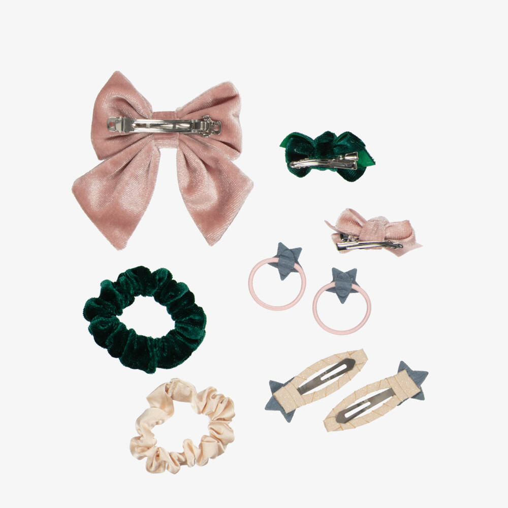 Mimi & Lula-Girls Pink & Green Hair Accessories Set in Christmas Bauble | Childrensalon