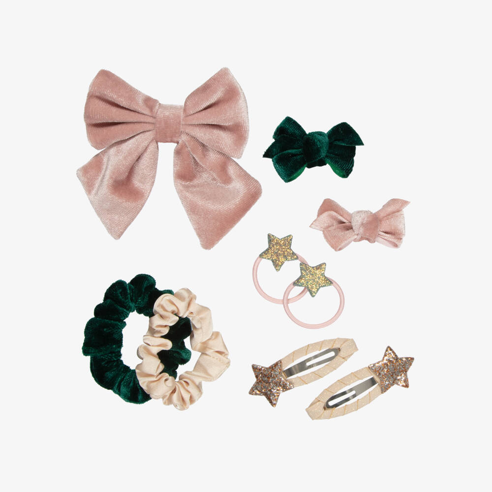 Mimi & Lula-Girls Pink & Green Hair Accessories Set in Christmas Bauble | Childrensalon