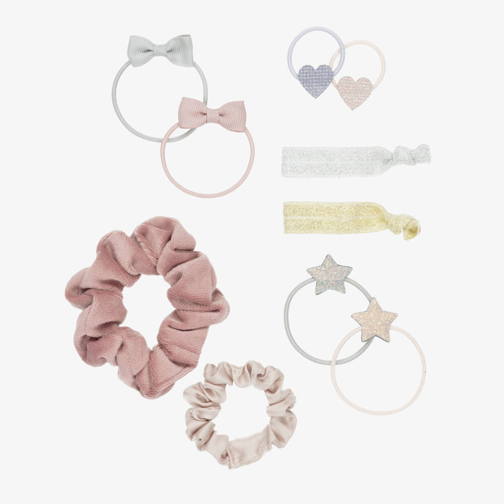 Mimi & Lula-Girls Pink Hair Elastics in Tulle Pouch (10 Pack) | Childrensalon