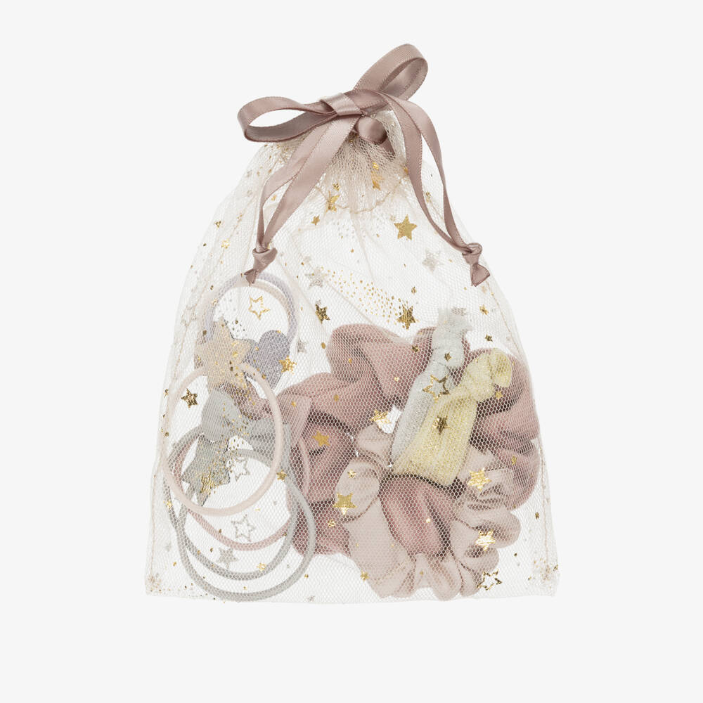 Mimi & Lula-Girls Pink Hair Elastics in Tulle Pouch (10 Pack) | Childrensalon