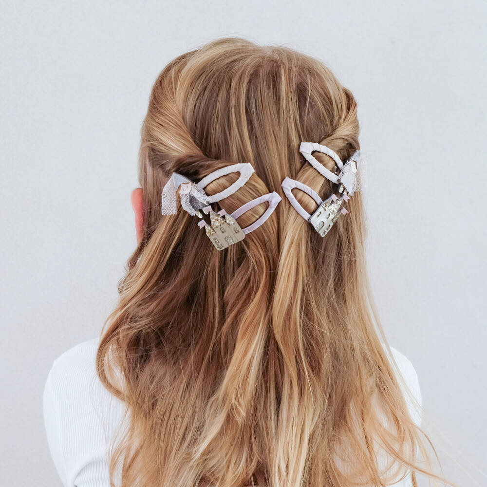 Mimi & Lula-Girls Pink Princess & Castle Hair Clips (4 Pack) | Childrensalon