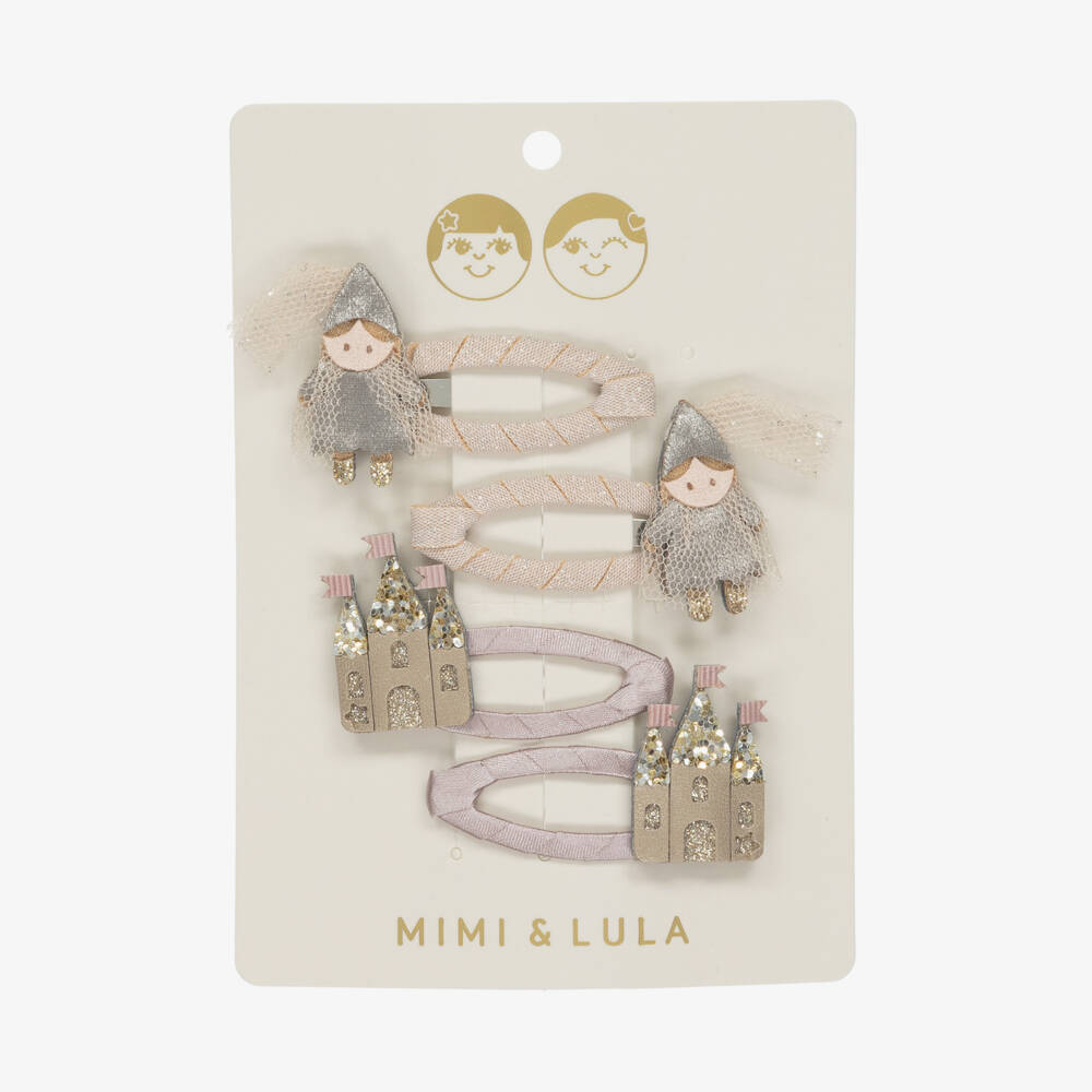 Mimi & Lula-Girls Pink Princess & Castle Hair Clips (4 Pack) | Childrensalon
