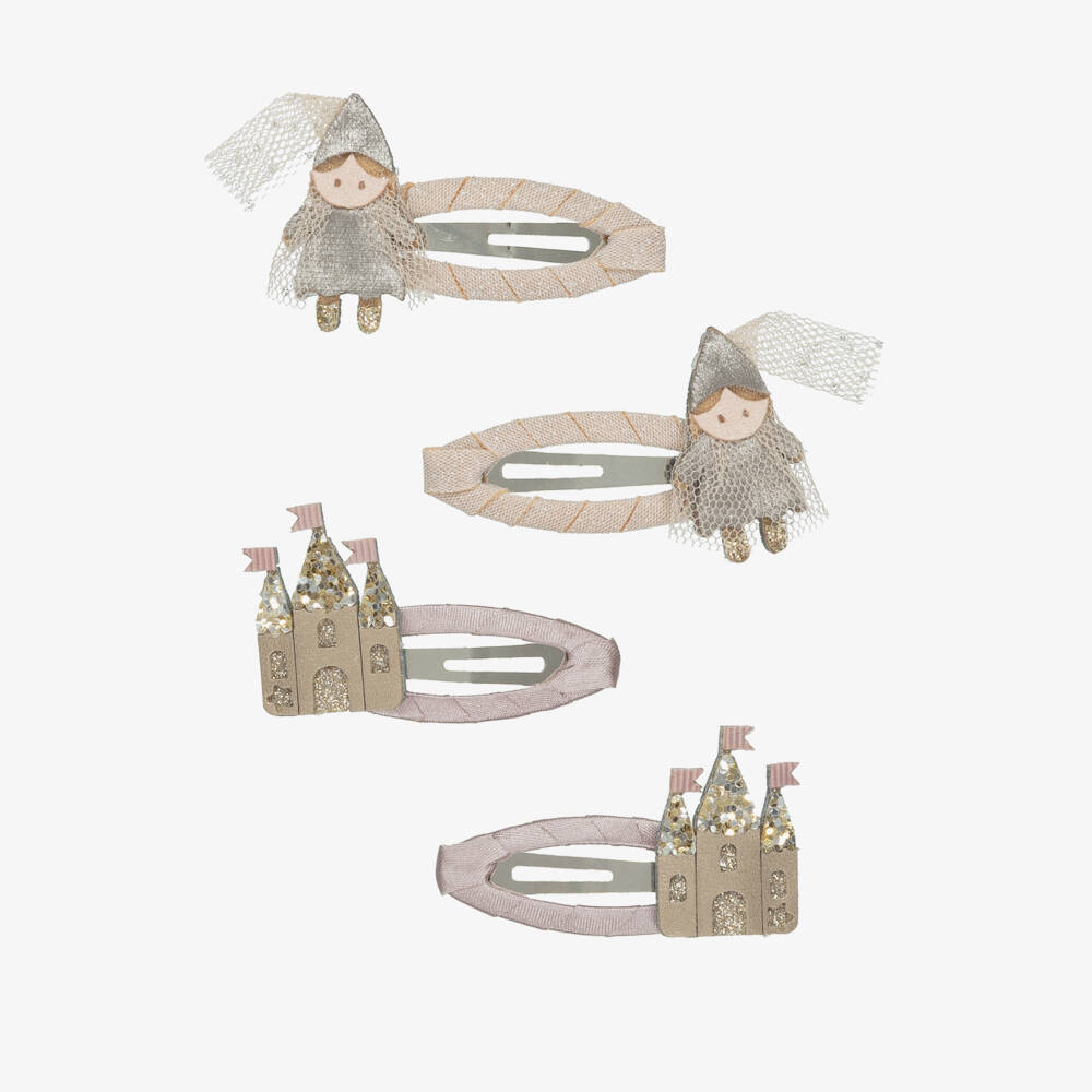 Mimi & Lula-Girls Pink Princess & Castle Hair Clips (4 Pack) | Childrensalon