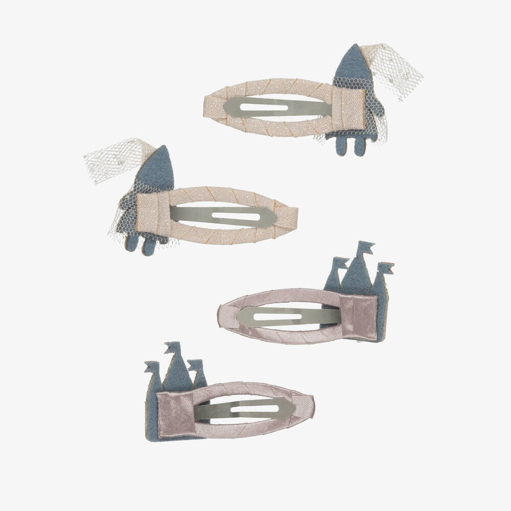 Mimi & Lula-Girls Pink Princess & Castle Hair Clips (4 Pack) | Childrensalon