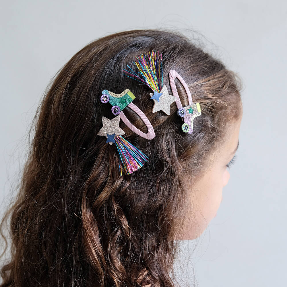 Mimi & Lula-Girls Pink Roller Disco Hair Clips (4 Pack) | Childrensalon