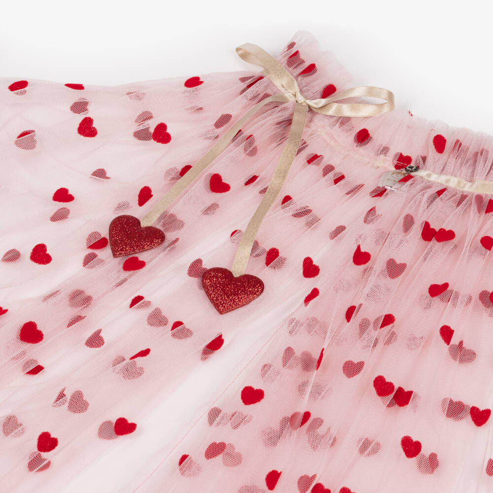 Mimi & Lula-كيب تول مزين بقلوب مخمل لون زهري للبنات | Childrensalon