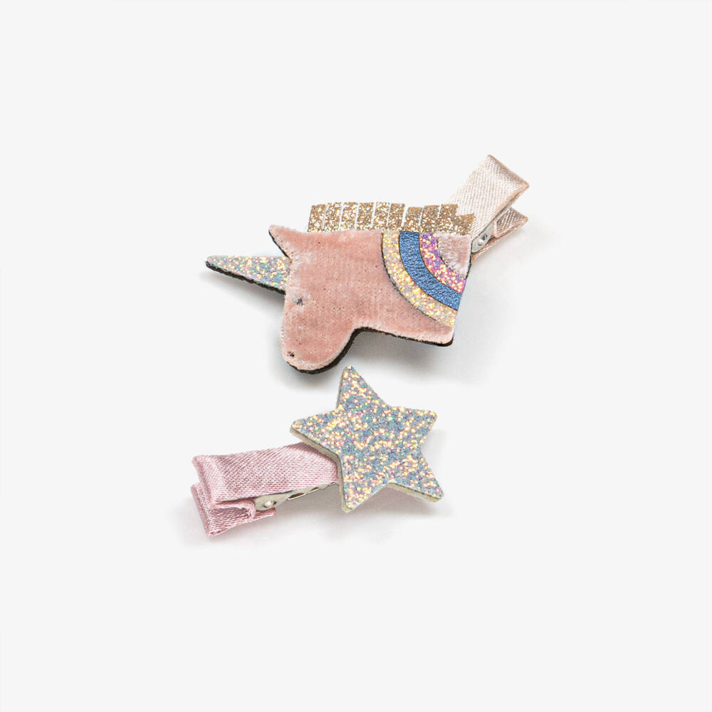 Mimi & Lula-Girls Pink Unicorn & Rainbow Hair Clips (8 Pack) | Childrensalon