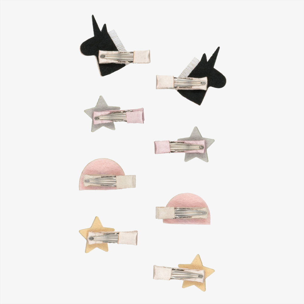 Mimi & Lula-Girls Pink Unicorn & Rainbow Hair Clips (8 Pack) | Childrensalon