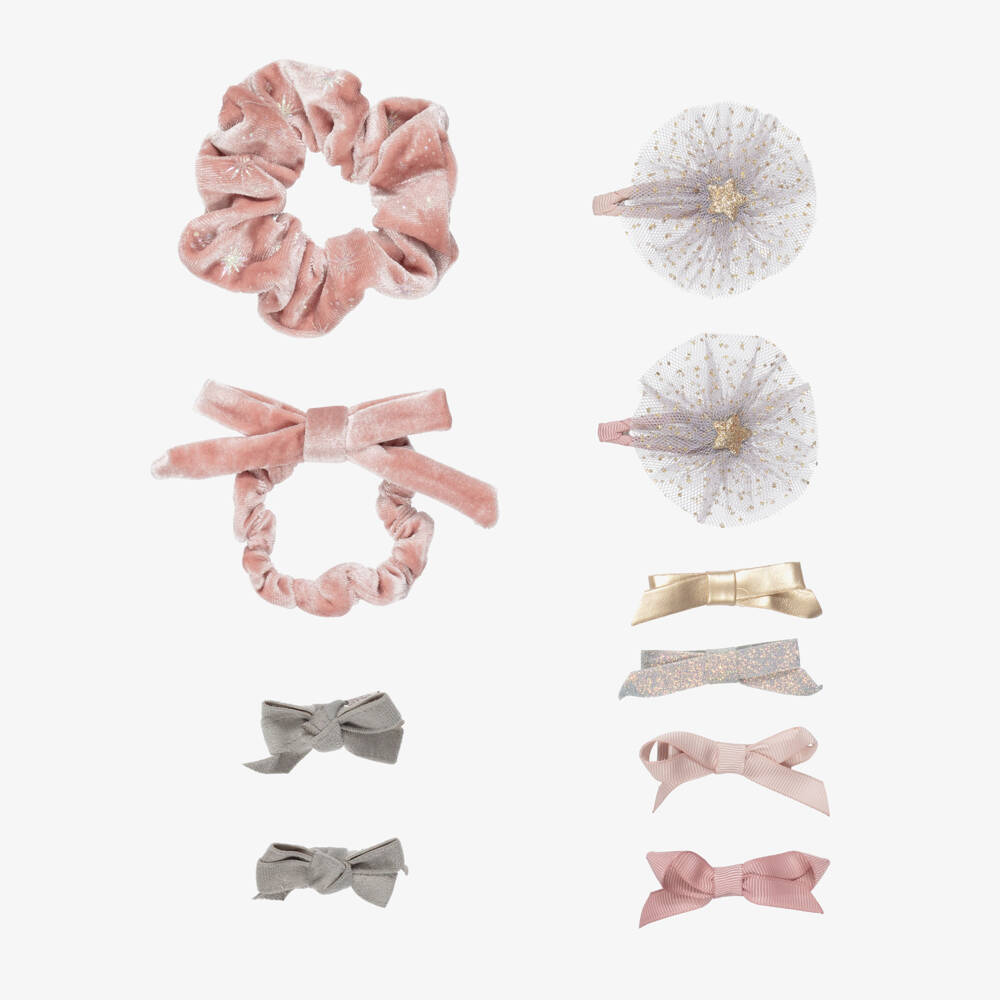 Mimi & Lula-Girls Pink Velvet Hair Accessories Filled Gift Stocking | Childrensalon