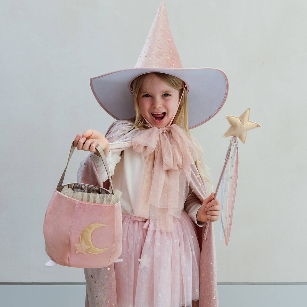 Mimi & Lula-Girls Pink Velvet Moon & Star Cauldron Bag (17cm) | Childrensalon