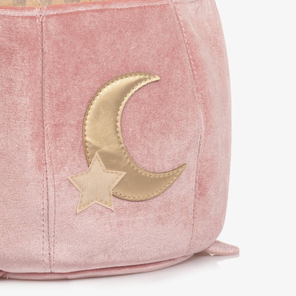 Mimi & Lula-Girls Pink Velvet Moon & Star Cauldron Bag (17cm) | Childrensalon