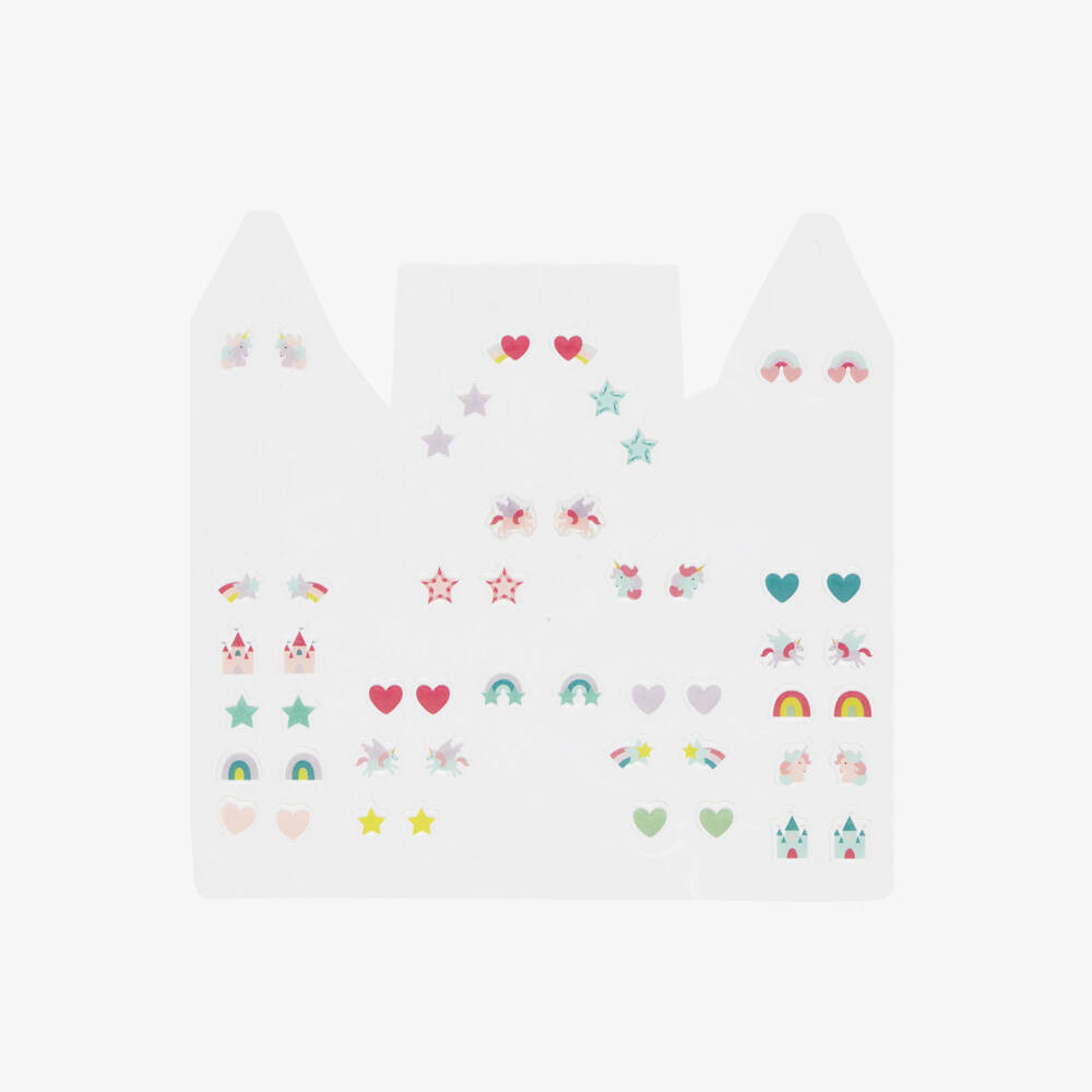 Mimi & Lula-Girls Rainbow Castle Stick-On Earrings (25 Pairs) | Childrensalon