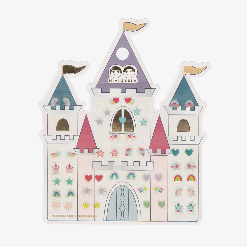 Mimi & Lula-Girls Rainbow Castle Stick-On Earrings (25 Pairs) | Childrensalon