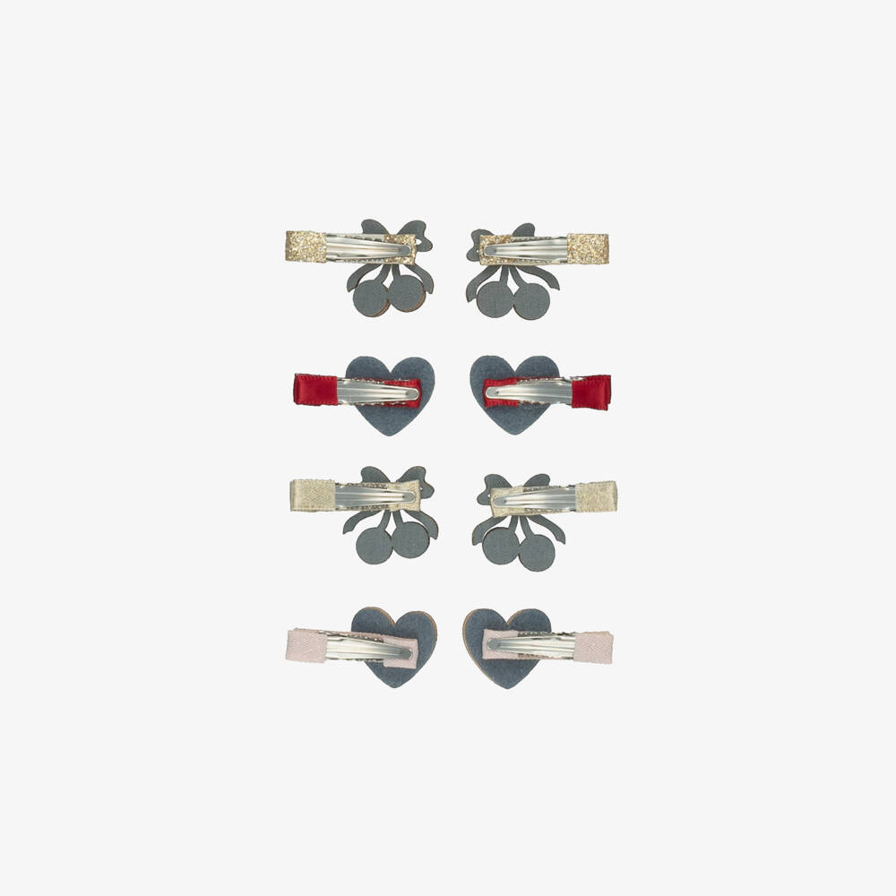 Mimi & Lula-Girls Red Cherry & Heart Mini Hair Clips (8 Pack) | Childrensalon