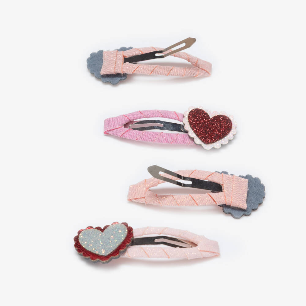 Mimi & Lula-Girls Red & Pink Heart Hair Clips (4 Pack) | Childrensalon