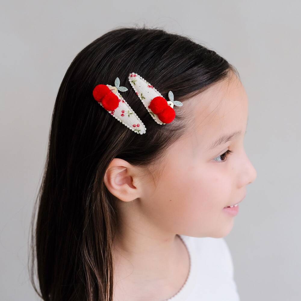 Mimi & Lula-Girls Red Pom-Pom Cherries Hair Clips (2 Pack) | Childrensalon