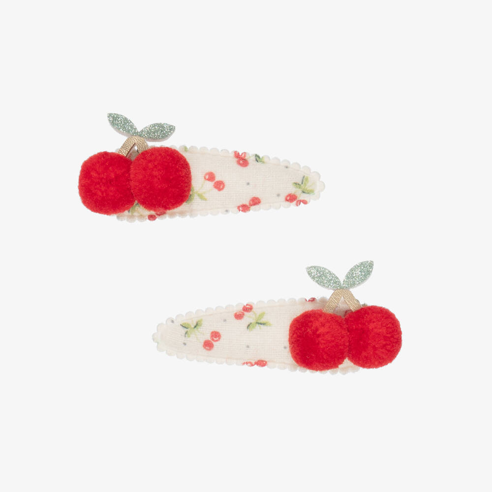 Mimi & Lula-Girls Red Pom-Pom Cherries Hair Clips (2 Pack) | Childrensalon